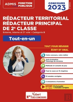 Bertrand.pt - Concours Redacteur Territorial Et Redacteur Principal De 2e Classe - Categorie B - Tout-En-Un - Exte