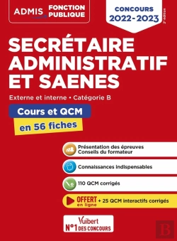 Bertrand.pt - Concours Secretaire Administratif Et Saenes - Categorie B - Cours Et Qcm En 56 Fiches - Concours 202