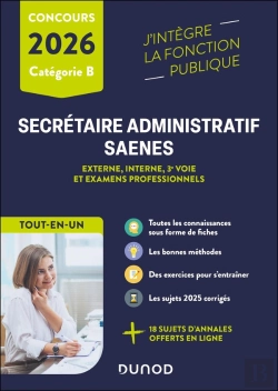 Bertrand.pt - Concours Secrétaire Administratif Et Saenes ; Externe, Interne, 3e Voie Et Examens Professionnels ; Tout-En-Un (Édition 2026)