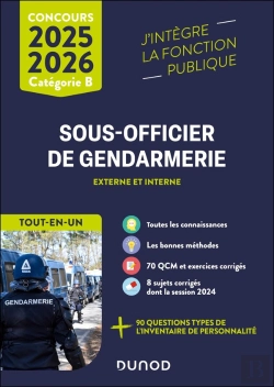 Bertrand.pt - Concours Sous-Officier De Gendarmerie Externe Et Interne ; Catégorie B ; Tout-En-Un (Édition 2025/2026)