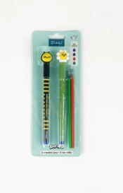 Conjunto de 2 canetas apagáveis Bo-Bo + 2 recargas de tinta – Abelha e Margarida