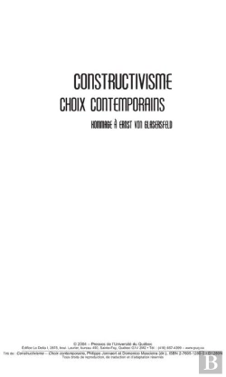 Bertrand.pt - Constructivisme : Choix Contemporains. Hommage A Ernst Von Glasersfeld