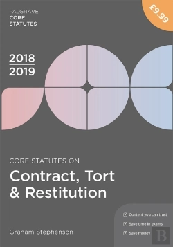 Bertrand.pt - Core Statutes On Contract, Tort & Restitution 2018-19