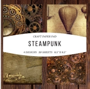 Craft Paper Pad Steampunk 8.5x8.5 Craft Paper, 4 Designs, 20 Sheets