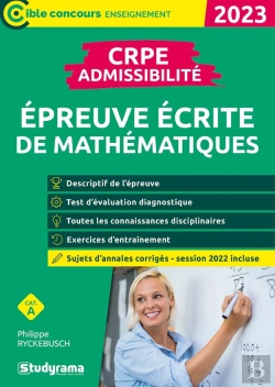Bertrand.pt - Crpe : Admissibilité ; Épreuve De Mathématiques (Concours 2023) ; Inclus Sujets 2022 (Édition 2023)