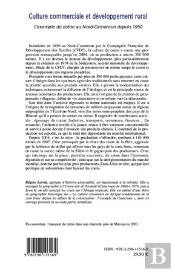 Culture Commerciale Et Développement Rural L'Exemple ; L'Exemple Du Coton Au Nord-Cameroun Depuis 1950
