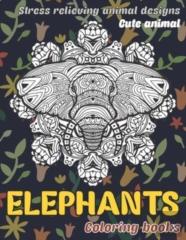 Cute Animal Coloring Books - Stress Relieving Animal Designs - Elephants