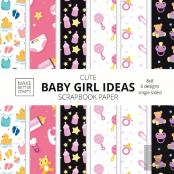 Cute Baby Girl Ideas Scrapbook Paper 8x8 Designer Baby Shower Scrapbook Paper Ideas For Decorative Art, Diy Projects, Homemade Crafts, Cool Nursery Decor Ideas