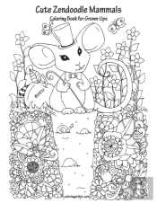 Cute Zendoodle Mammals Coloring Book For Grown-Ups