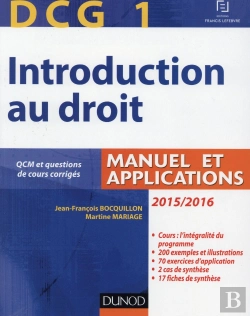 Bertrand.pt - Dcg 1 ; Introduction Au Droit (Édition 2015/2016)