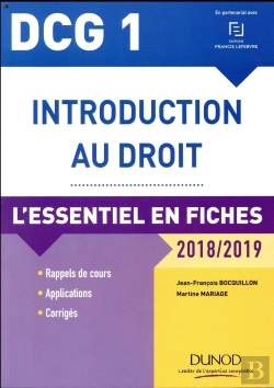 Bertrand.pt - Dcg 1 - Introduction Au Droit ; L'Essentiel En Fiches (Édition 2018/2019)