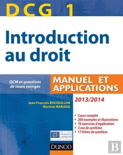 Bertrand.pt - Dcg 1 ; Introduction Au Droit ; Manuel Et Applications (Édition 2013/2014)