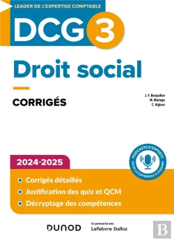 Bertrand.pt - Dcg 3 : Droit Social ; Corrigés (Édition 2024/2025)