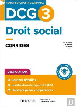 Bertrand.pt - Dcg 3 : Droit Social ; Corrigés (Édition 2025/2026)
