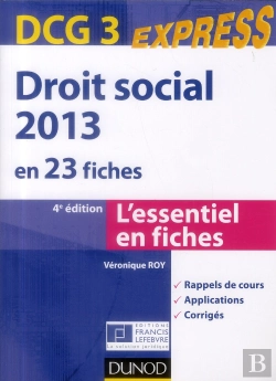 Bertrand.pt - Dcg 3 ; Droit Social En 23 Fiches (Édition 2013)