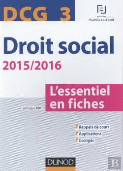Bertrand.pt - Dcg 3 ; Droit Social ; L'Essentiel En Fiches (Édition 2015/2016)