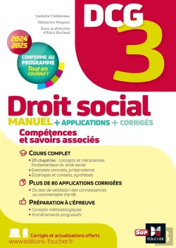 Bertrand.pt - Dcg 3 : Droit Social ; Manuel + Applications + Corrigés (Édition 2024/2025)