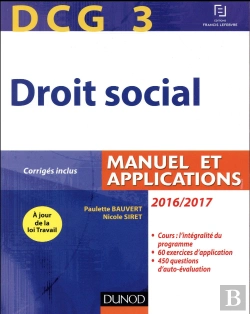 Bertrand.pt - Dcg 3 ; Droit Social ; Manuel Et Applications (Édition 2016/2017)
