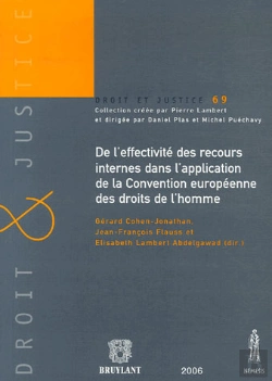 Bertrand.pt - De L'Effectivité Des Recours Internes Dans L'Application De La Convention Européenne Des Droits De L'Homme