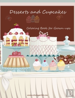 Bertrand.pt - Desserts And Cupcakes Coloring Book For Grown-Ups 1