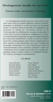 Développement Durable Des Territoires ; Économie Sociale, Environnement Et Innovations