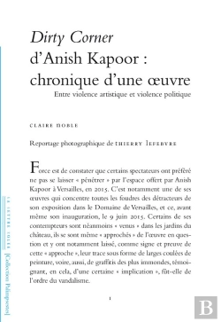 Bertrand.pt - Dirty Corner D'Anish Kapoor : Chronique D'Une Oeuvre ; Entre Violence Artistique Et Violence Politique