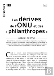 Discours N 8 - Les Derives De L'Onu Et Des 'Philanthropes