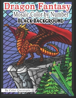 Bertrand.pt - Dragon Fantasy Mosaic Color By Number -  Black Background