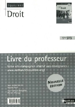 Bertrand.pt - Droit ; 1ère Stg ; Équilibre ; Livre Du Professeur (Édition 2009)