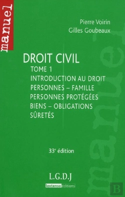 Bertrand.pt - Droit Civil, T.1: Personnes, Famille, Personnes Protegees,Biens,Obligations,Suretes,33eme Edition