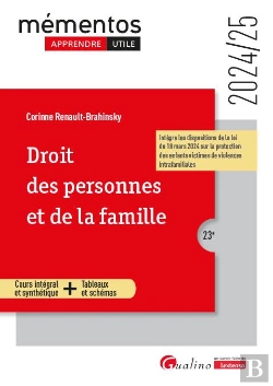 Bertrand.pt - Droit Des Personnes Et De La Famille : Cours Intégral Et Synthétique ; Outils Pédagogiques ; À Jour De La Loi Du 18 Mars 2024 Sur La Protection Des Enfants Victimes De Violences Intrafamiliales (23e