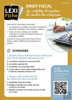 Bertrand.pt - Droit Fiscal : Les Modalités D'Imposition Du Résultat Des Entreprises