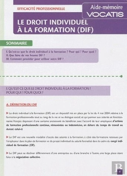 Bertrand.pt - Droit Individuel A La Formation (Le)(Dif)