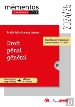 Bertrand.pt - Droit Pénal Général : À Jour De La Loi D'Orientation Et De Programmation 2023-2027 (Édition 2024/2025)