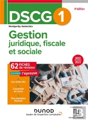 Dscg 1 : Gestion Juridique, Fiscale Et Sociale ; Fiches De Révision (Édition 2022/2023)