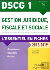 Dscg 1 - Gestion Juridique, Fiscale Et Sociale ; L'Essentiel En Fiches (Édition 2018/2019)