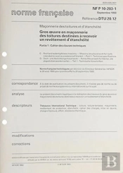 Dtu 20.12. Gros Oeuvre En Maconnerie Des Toitures Destinees A Recevoir Un Revetement D'Etancheite