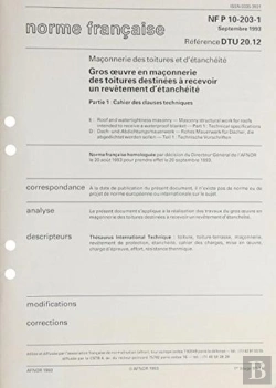 Bertrand.pt - Dtu 20.12. Gros Oeuvre En Maconnerie Des Toitures Destinees A Recevoir Un Revetement D'Etancheite