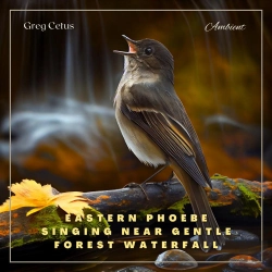 Bertrand.pt - Eastern Phoebe Singing Near Gentle Forest Waterfall