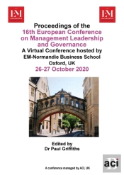 Ecmlg 2020- Proceedings Of The 16th European Conference On Management Leadership And Governance