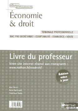 Bertrand.pt - Economie Et Droit ; Terminale Professionnelle ; Livre Du Professeur (Edition 2006)