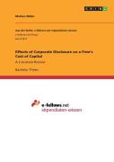 Effects Of Corporate Disclosure On A Firm'S Cost Of Capital