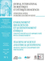 Enseignement Des Sciences Et Questionnement Ethique-Jib Vol 29 N°1-2018 : Journal International De Bioethique Et D'Ethique Des Sciences-1-2018