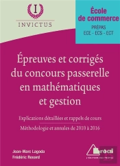 Epreuves Corriges Du Concours Passerelle En Mathematiques Et Gestion