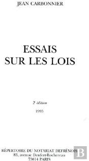 Essais Sur Les Lois 1995 (2e Édition)