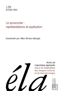 Bertrand.pt - Études De Linguistique Appliquée - N°2/2015 : La Synonymie : Représentations Et Application
