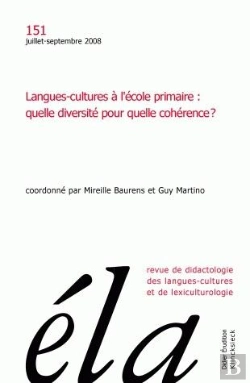 Bertrand.pt - Études De Linguistique Appliquée - N°3/2008 : Langues-Cultures À L'École Primaire : Quelle Diversité Pour Quelle Cohérence ?