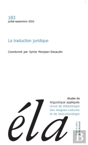 Études De Linguistique Appliquée - N°3/2016 : La Traduction Juridique