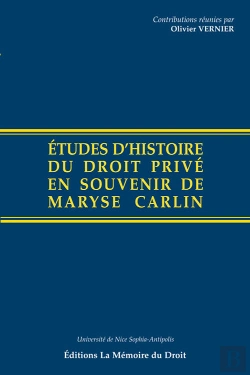 Bertrand.pt - Études D'Histoire Du Droit En Souvenir De Maryse Carlin