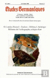 Études Germaniques -  N°2/2006 : Réforme De L'Orthographe, Critique D'Art